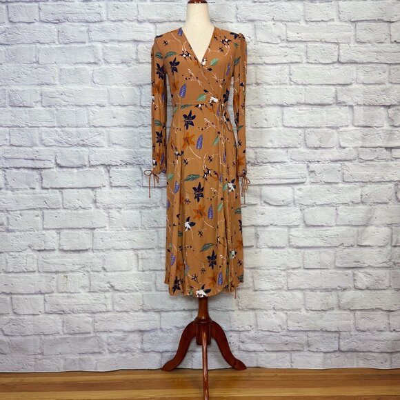 Urban Outfitters Dresses & Skirts - Urban Outfitters Audrey Tan Floral Wrap Dress